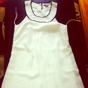 Armani Exchange sheer cream dress. Navy trim.