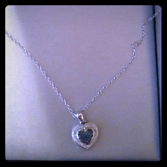 Blue &White Diamond Frame Heart pendant