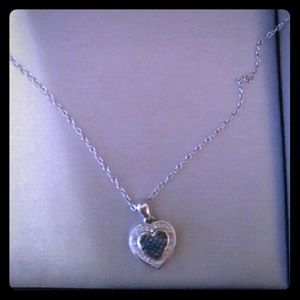 Blue &White Diamond Frame Heart pendant