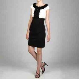 Jessica Howard Black and Ivory Ruffled Dress