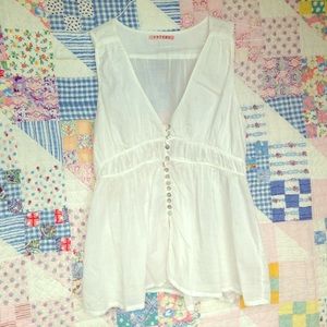 White velvet summer v neck blouse
