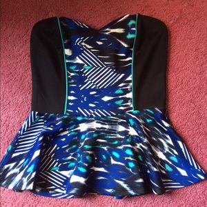 Strapless peplum top