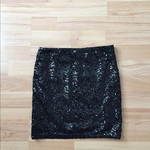 Black sequin mini skirt