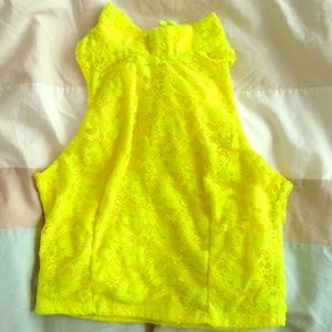 Yellow lace crop top!