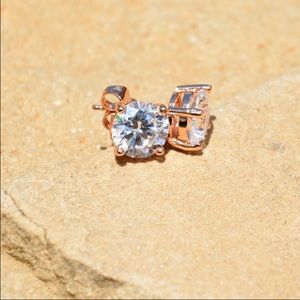 Swarovski CZ Solitaire Studs, 18k Rose Gold Plated