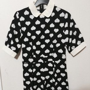 Black & white hearts romper