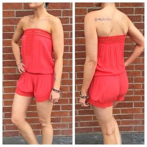 NWT Surf Gypsy red crochet Romper