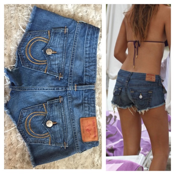 True Religion Distressed Joey Cut-Off Shorts