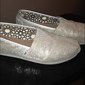Sparkly silver TOMS