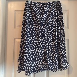Navy blue and white polka dot skirt