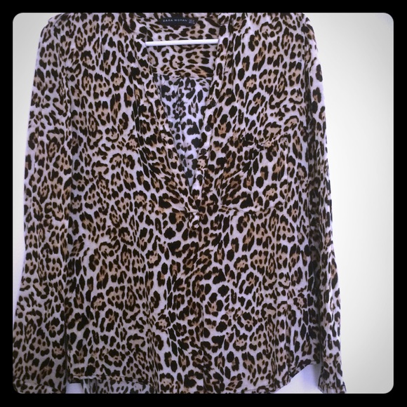 Animal print 3/4 button down