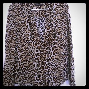 Animal print 3/4 button down