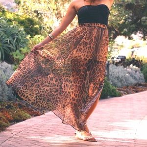 NWOT Leopard-Print Maxi Skirt