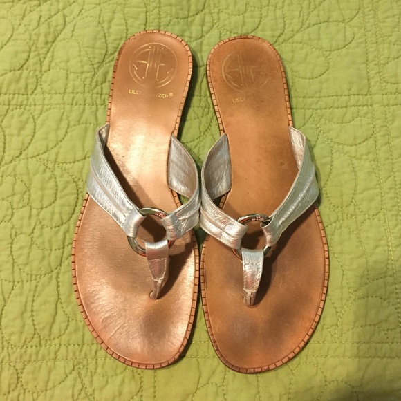 Lilly Pulitzer McKim Leather Silver Sandle