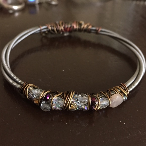 Moonstone Adorned Recycled Bass String Bangle