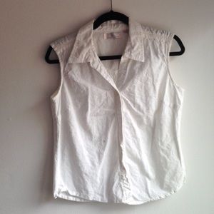 White Eyelet Button Down Tank