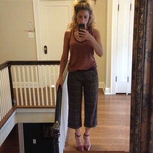 Dolce & Gabbana brown & plum plaid culottes