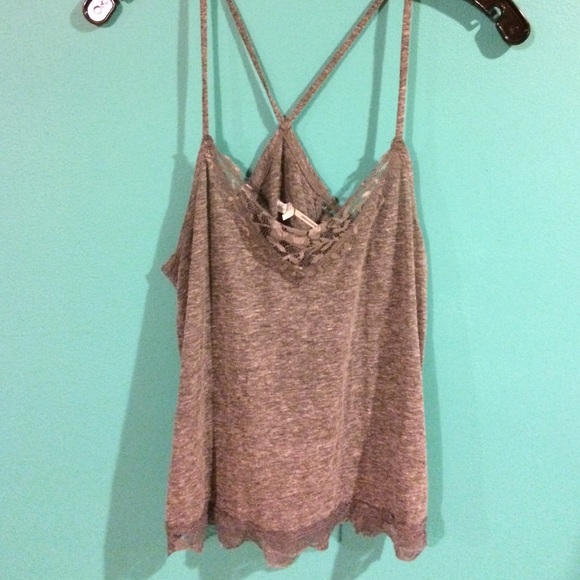 Grey lacy tank top