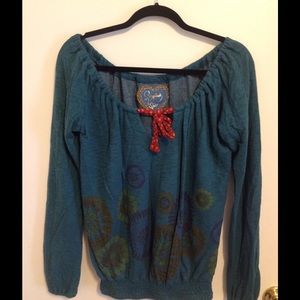 Scrapbook, hand stamped, blouson sweater