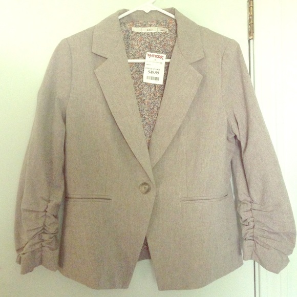 Light brown/grey cotton and linen blazer - Picture 1 of 4