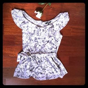 Express top! White/gray/black sheer design!