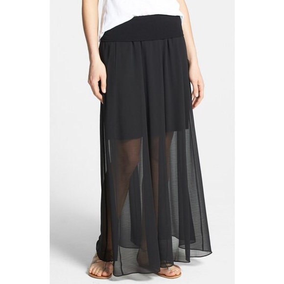 Nordstrom Vince Camuto Sheer Pleat Maxi Skirt