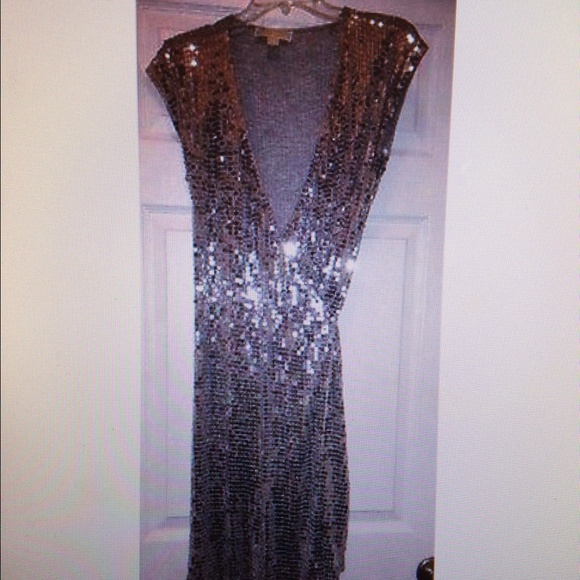 Michael Kors silver sequin wrap dress