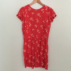 Pleated Bow Print Short Sleeved Dress