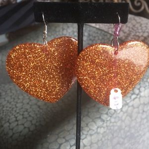 Orange Heart Hippy Chick Earrings