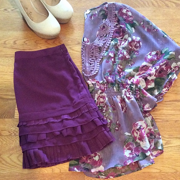 Plum Ruffle Skirt