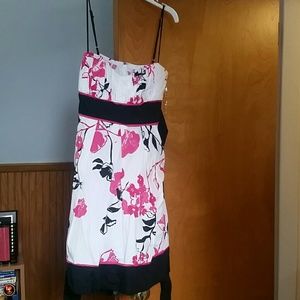 Pink, White, and Black Floral Dress, size 7