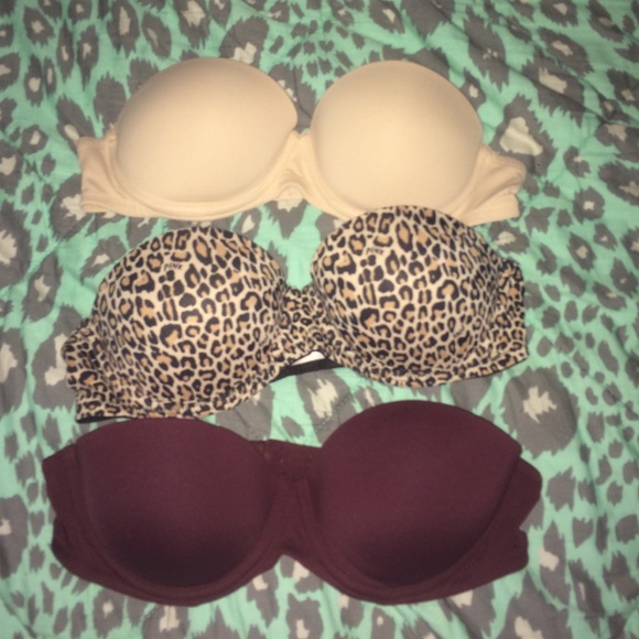 3 pink bras