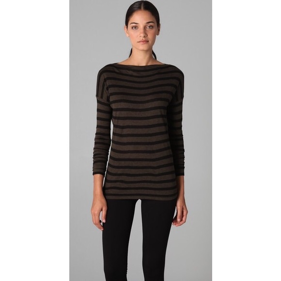 Vince Striped Boat Neck Tee