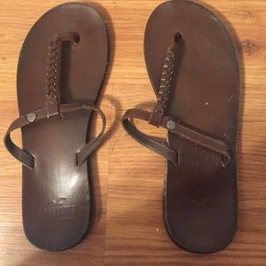 Leather flip flops