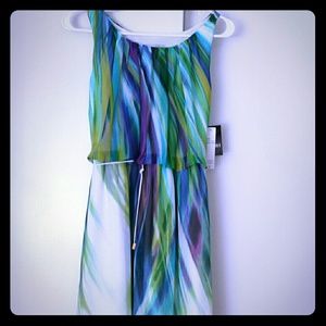 New Sandra Darren Watercolor Waterfall Dress