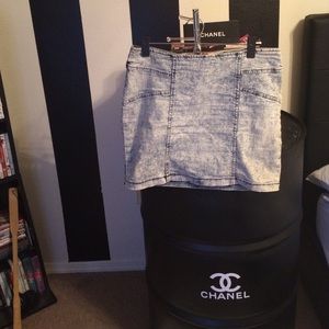 Stretch Denim Acid Wash Skirt