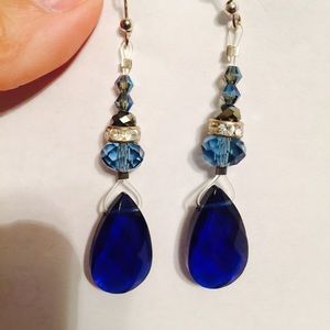Blue glass bead earrings