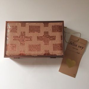 Felix Rey Rose Gold Metallic Clutch NWT