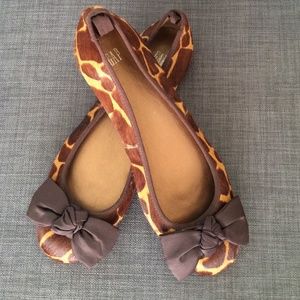 Gap Calf Hair Giraffe Print Bow Ballet Flat