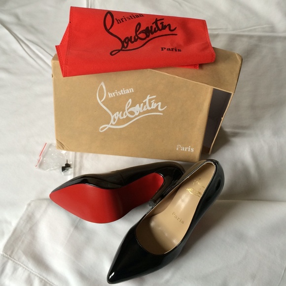 Black patent red sole pumps