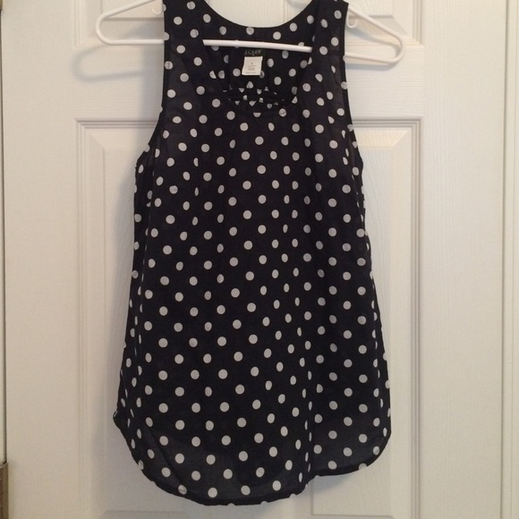 Navy/white polka dot tank