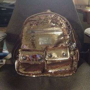 Coach Poppy Sequin Backpack in Gold