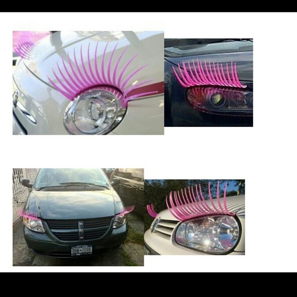 Universal Car Eyelashes stickers pink (pair)