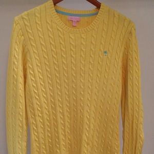 Lilly Pulitzer yellow cable-knit sweater size XL