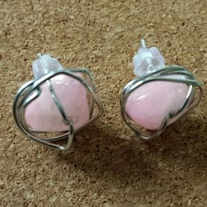 Light pink stud wire wrapped earring