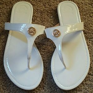 MK White & Gold Sandals