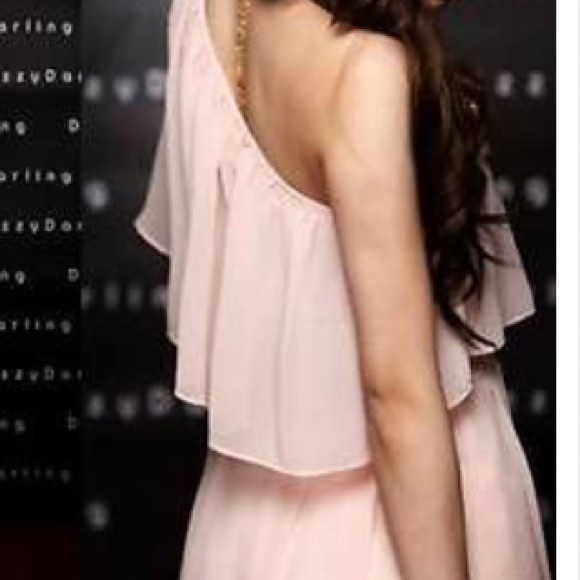 NWOT Pale Pink One Shoulder Dress - Picture 2 of 4