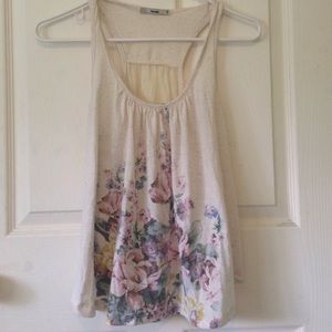 Flower and lace white tank top