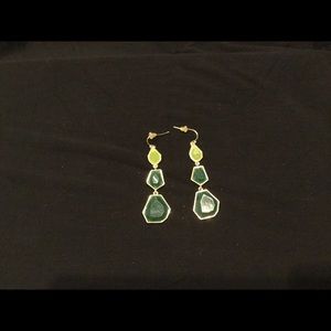 Dangling three shades of green earrings