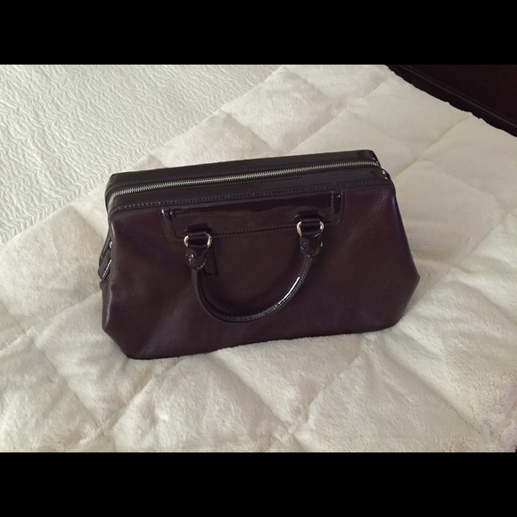 Brown Leather and Patent Leather Bag